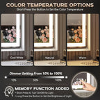 LED Bathroom Mirror, 28“x36“ Lighted Bathroom Mirror with Metal Framed, Extremely Bright LED Mirror for Bathroom, 3 Colors Dimmable, Anti-Fog, Memory, Wall Mounted Lighted Vanity Mirror