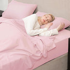 Mejoroom Queen Size Sheet Set - Hotel Luxury 1800 Bedding Sheets & Pillowcases - Deep Pocket Fitted Sheet, Soft, Breathable, Wrinkle & Fade Resistant - 4 Piece (Queen, Blush Pink)