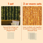 Twinkle Star 300 LED Window Curtain String Light Wedding Party Home Garden Bedroom Outdoor Indoor Wall Decorations, Warm White