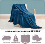 NEWCOSPLAY Super Soft King Blanket Navy Blue Premium Silky Flannel Fleece Leaves Pattern Lightweight Bed Blanket All Season Use (Navy Blue, King(90"x110"))