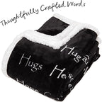 Chanasya Premium Sympathy Warm Hugs Gift Throw Blanket - Healing Gift Cancer Chemo Survivor Get Well Caring Gifts - Comfort Gift Blanket for Love Support Strength - Women Men Friend Grandpa - Black