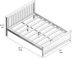 Max & Lily Queen Bed Frame with Slatted Headboard, Solid Wood Platform Bed for Kids, No Box Spring Needed, Easy Assembly, White
