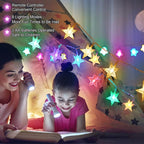 LAMPDREAM Abkshine 25Ft 50LEDs Battery Powered Star Fairy Lights, 8 Modes Warm White Color Changing LED Star String Lights for Wedding, Christmas, Birthday, Halloween, Mother Day