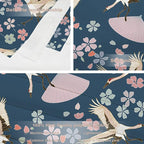 Batmerry Navy Blue Japanese Cherry Tapestry,Oriental Wall Art Hanging Decoration Polyester Fiber White Ruffled Around for Dorm Room Bedroom Living Room, 59.1x39.4 inches