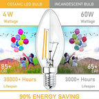 Cotanic LED Candelabra Bulb Dimmable 2700K Soft Warm White, E12 Small Base Type B Light Bulb 60W Equivalent, B11 Candle Light Bulb for Chandelier, Ceiling Fan Light Bulbs, 600LM, AC 120V, 12 Pack