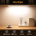Gritin 14.7inch Under Cabinet Lighting Rechargeable - 128 LED Super Bright, 3-Color&5 Level Brightness, 4 Modes, Motion Sensor, Long Lasting-Easy Installation Magnetic Closet Lights - 2 Pack-Silver