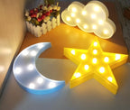 3PCS Decorative LED Crescent Moon Cloud and Star Night Lights Lamps Marquee Signs Letters for Baby Nursery Decorations Gifts for Children (Moon Cloud and Star)