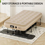 Simpli Comfy EZ Bed Twin Self-Inflating Air Mattress with Built-in Frame, Pump and Wheeled Case, Blow Up Inflatable Air Bed Perfect for Home, Guests, Travel, Vacation, Camping