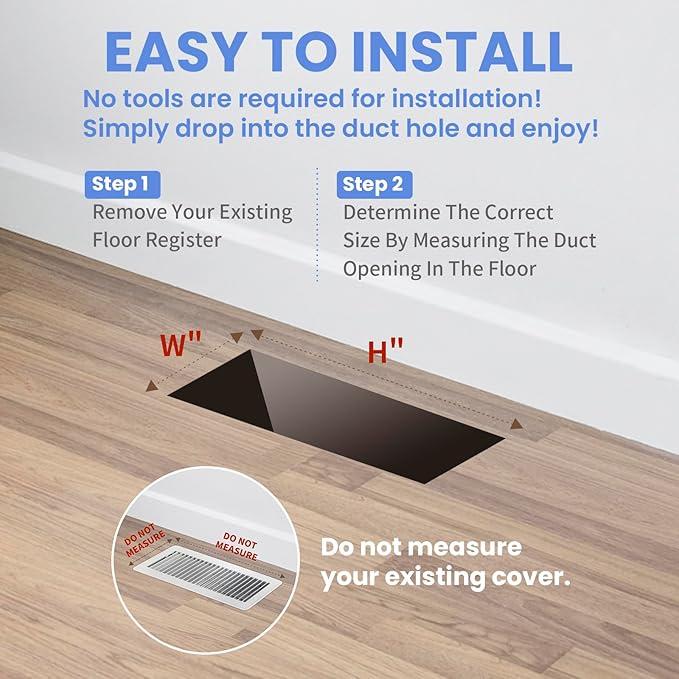 2x12 Inches 2 Pack Heavy Duty Walkable Floor Register - Easy Adjust Air Supply Lever Decorative Floor Vent Covers - Boston Design Vent Covers for Home - Antique Brass