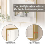 36x36 Inch LED Bathroom Mirror, Gold Metal Framed Lighted Mirror for Bathroom, Wall Mouted LED Vanity Mirror with Lights, 3 Colors and Stepless Dimmable, Anti-Fog, Memory