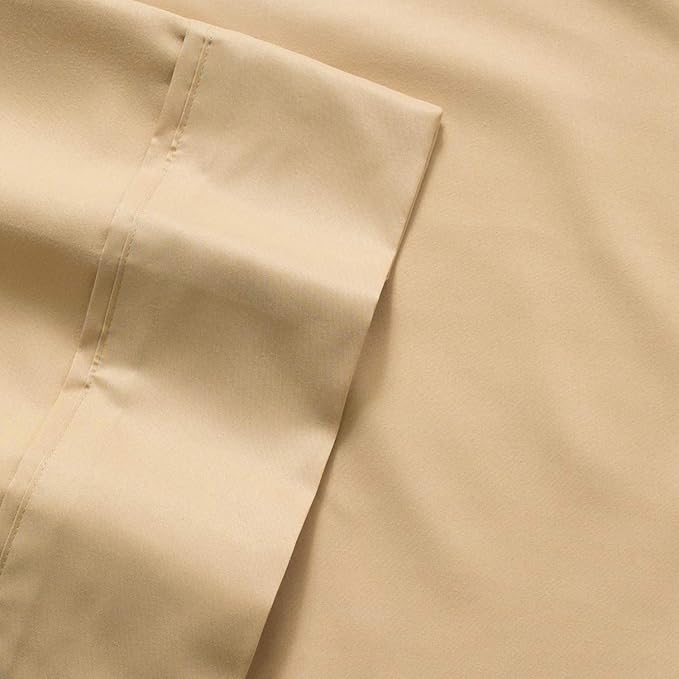 Queen Sheets Gold - 6 Piece 1500 Supreme Collection Fine Brushed Microfiber Deep Pocket Queen Sheet Set Bedding - 2 Extra Pillow Cases, Great Value, Queen, Camel