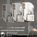 24X36 Inch LED Bathroom Mirror with Lights,Black Frame Lighted Irregular Wall Mirror,Asymmetrical Vanity Mirror,Anti-Fog,Dimmable