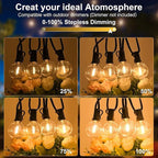 150ft Outdoor String Lights Waterproof/Connectable/Dimmable LED Shatterproof Bulbs,UL Listed Globe G40 String Lights Outside Lighting for Patio Backyard Cafe Party Wedding Garden