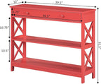 Convenience Concepts Oxford 1 Drawer Console Table with Shelves, Coral