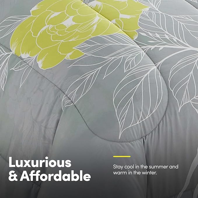 Sweet Home Collection 7 Piece Comforter Set Bag Solid Color All Season Soft Down Alternative Blanket & Luxurious Microfiber Bed Sheets, Florence, Queen