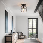 Create For Life® Industrial Vintage Flush Mount Ceiling Light,Oil Rubbed Bronze Semi Flush Mount Ceiling Lamp Fixture for Hallway Stairway Kitchen Garage, E26,1 Pack