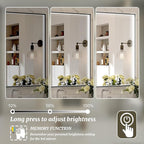 55x32 Inch LED Bathroom Mirror, Black Metal Framed Lighted Mirror for Bathroom, Wall Mouted LED Vanity Mirror with Lights, 3 Colors and Stepless Dimmable, Anti-Fog, Memory