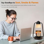 Candle Warmer Lamp with Timer Dimmer - Electric Wax Melt Warmer Lamp for Jar Candles, Vintage Candle Lamp Warmer with 2 Bulbs, House Warming Gifts New Home Decor, Birthday Gifts for Women Mom Black