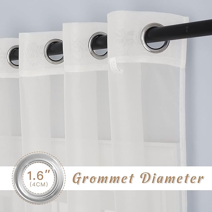 NICETOWN Sheer Window Curtain Drapes for Kitchen, Grommet Voile Sheer Solid Curtain Panels Lightweight & Airy Window Treatment for Flat, Beige, W54 x L54, Sold by 1 Pair