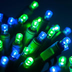 Wintergreen Lighting 70 LED Green and Blue Christmas Lights, 24 ft Indoor/Outdoor Wide Angle Mini String on Green Wire, Commercial Grade, 5mm