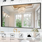 60x30 Inch Black Bathroom Mirrors for Over Sink, Rectangle Framed Mirrors, Vanity Mirror for Bathroom, Anti-Rust, Tempered Glass, Wall-Mounted Large Wall Mirror (Horizontal/Vertical)