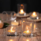 12pcs Assorted Votive Candle Holders, Clear Glass Candle Holder for Floating Candles, Tealight Candle Holder for Table Centerpiece, Wedding and Party Decor