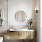 Gold Round Mirror 16 inch, Small Round Mirror, Gold Circle Mirrors, Metal Frame Circle Mirrors for Bathroom, Bedroom, Vanity, Wall Decor.