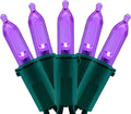 YULETIME 200 Count Purple LED Christmas Lights, 66 Feet Green Wire UL Certified Commercial Grade Holiday String Light Set (Purple)