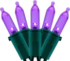 YULETIME 200 Count Purple LED Christmas Lights, 66 Feet Green Wire UL Certified Commercial Grade Holiday String Light Set (Purple)