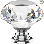 Alzassbg 10 Pack Clear Crystal Drawer Knobs, 1-1/5 Inch(30mm) Diameter Cabinet Knobs Glass Diamond Crystal Knobs for Drawers AL1001