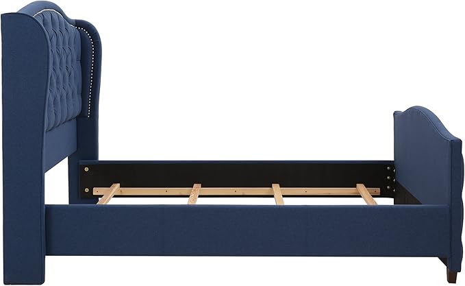 Jennifer Taylor Home Marcella Tufted Wingback Bed, Queen, Dark Sapphire Blue