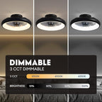 Ceiling Fan with Lights, 15" Flush Mount, Black Low Profile with 6 Wind Speeds, Smart Dimmable LED for Bedroom, Living Room