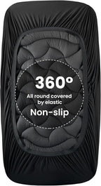 SLEEP ZONE Cooling Twin Mattress Topper for Single Bed, Premium Zoned Cool Mattress Pad Cover, Padded Mattress Protector Breathable Washable, Deep Pocket 8-21" (Black, Twin)