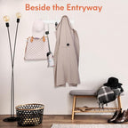 Coat Rack Wall Mount, Coat Hook Wall Mount, Wall Hooks for Hanging, Hat Rack for Walls, Coats Hanger with 10 Hook, Towel Hooks for Bathrooms (1 Pack, White)