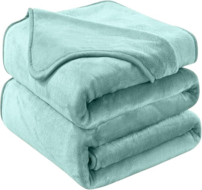 Soft Travel Size Throw for All Season Warm Fuzzy Microplush Lightweight Thermal Fleece Summer Autumn Fall Winter Spring Blankets for Bed Couch Sofa,50x60 Inches,Sage Green