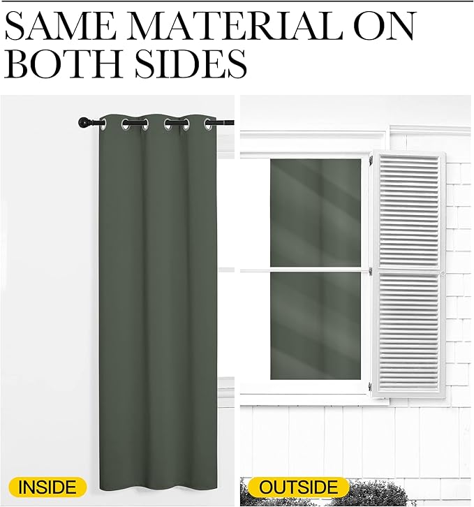 NICETOWN Curtains & Drapes for Door Tapestry, Sound Noise Canceling Room Darkening Replacement Makeshift Curtains for Bathroom Pantry Bedroom Closet (Dark Mallard, 1 Panel, 5ft Wide x 7ft Long)