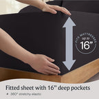 LuxClub Twin XL Sheets - Soft Twin Bed Sheets for-Boys-and-Girls-3 PC Deep Pockets Wrinkle Free-Kids-Fitted Sheets Machine Washable Hotel Bedding Silky Soft - Black Twin XL