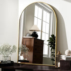 HARRITPURE 20"x30" Arched Bathroom Mirror - Wall Mounted Mirror - Gold Arch Mirror - Aluminum Alloy Frame Bathroom Mirror Living Room, Bedroom and Entryway