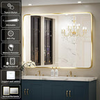 48X36 Inch LED Bathroom Mirror,Wall Mounted Lighted Vanity Mirrors with Non-Rusting Gold Metal Frame Anti-Fog Memory Funtion Stepless Dimmable(Horizontal/Vertical)