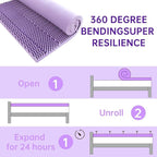 MUXHOMO 3 Inch 7-Zone Queen Mattress Topper, Egg Crate Foam Mattress Topper Queen Size for Back Pain, Lavender Cooling Gel Infused Bed Pad, CertiPUR-US and Oeko-TEX Certification (60"×80")