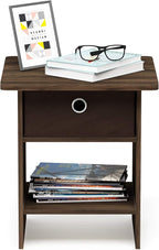 Furinno Dario End Table / Side Table / Night Stand / Bedside Table with Bin Drawer, 1-Pack, Columbia Walnut/Dark Brown