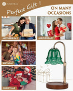 Green Candle Warmer Lamp with Timer & Dimmer, Adjustable Height Birthday Gifts for Women Mom, Flower Candle Lamp Warmer, Wax Warmer with 2 Bulbs, House Warming New House Decorations