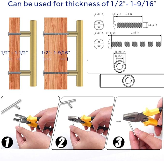 Ravinte 3 Pack 5 Inch Cabinet Pulls Brushed Brass Stainless Steel Kitchen Drawer Pulls Cabinet Handles 5”Length, 3” Hole Center