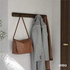 Umbra - Flip Wall-Mounted Coat Rack Rail Hook for Hats, Jackets, Bags and More, Wood, Metal, Black/Walnut