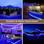 LED Rope Lights, 16.4 Feet Blue Flat Flexible Strip Light, Plug in Novelty Lighting, Connectable and Waterproof for Home Christmas Holiday Garden Patio Party Decoration