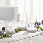 Glass Hurricane Candle Holder, 3pcs Clear Cylinder Candle Holders Bulk for Pillar Candles, Open Ended Glass Candle Pedestal for Wedding Centerpieces Tables, Party, Event(No.01)