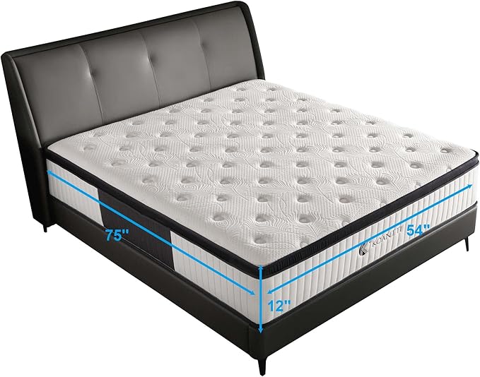 Full Size Mattress, 12 Inch Hybrid Full Mattress in a Box with Memory Foam & Individual Pocket Spring for Edge Support, Pressure Relief, Medium Firm,CertiPUR-US.