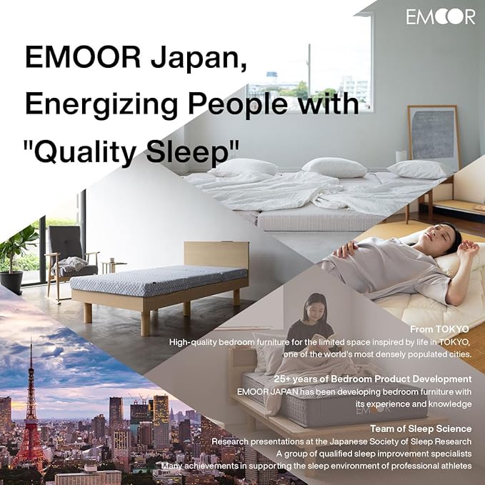 EMOOR Japanese Futon Mattress CLASSE Twin (39x79in) Made in Japan White, Foldable Floor Sleeping Bed Tatami Mat