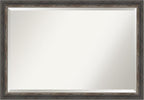 Amanti Art Brown Bathroom Mirror for Over Sink, 27x39 Bark Rustic Char Narrow Rectangle Vanity Mirror, Large Country Rustic Frame, Hangs Horizonally and Vertically, Bathroom Wall Decor, Beveled Edge
