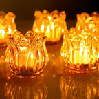 GOLDEAL 24Pcs Gold Votive Candle Holders, Thick Glass Tea Light Candle Holder Bulk, Tealight Candle Jars for Wedding Table Decor, Party Supplies, Bridal Shower Decorations, Centerpieces for Tables